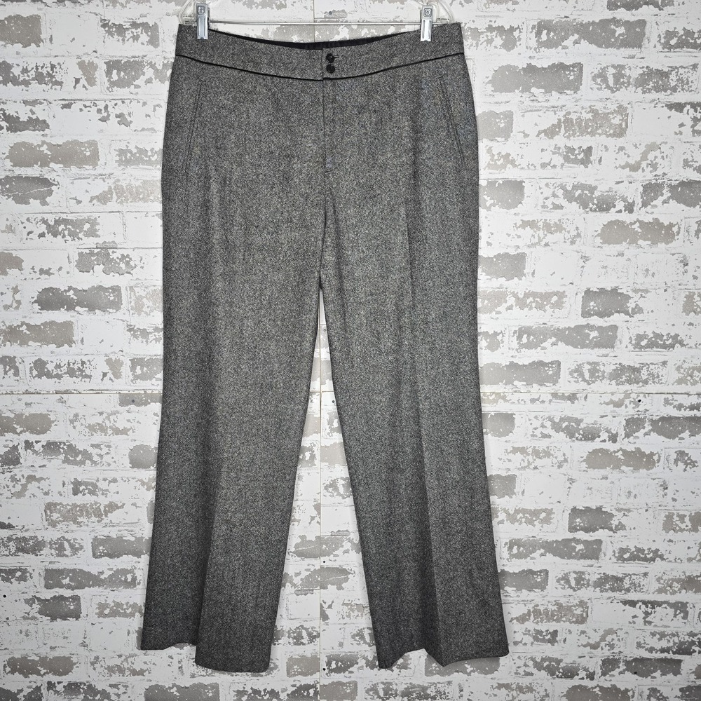 Eddie Bauer Dress Pants Womens 14 Gray Flat Front Lined Wool Wide Leg Workwear